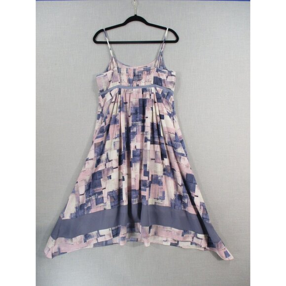 Simply Vera Vera Wang Womens Abstract Print Midi Dress L Purple & Pink Sleeveles - Picture 9 of 12